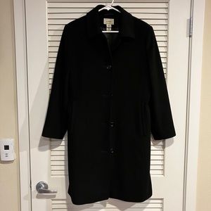 L.L.Bean Wool Cashmere Blend Black Coat Women’s Pockets
